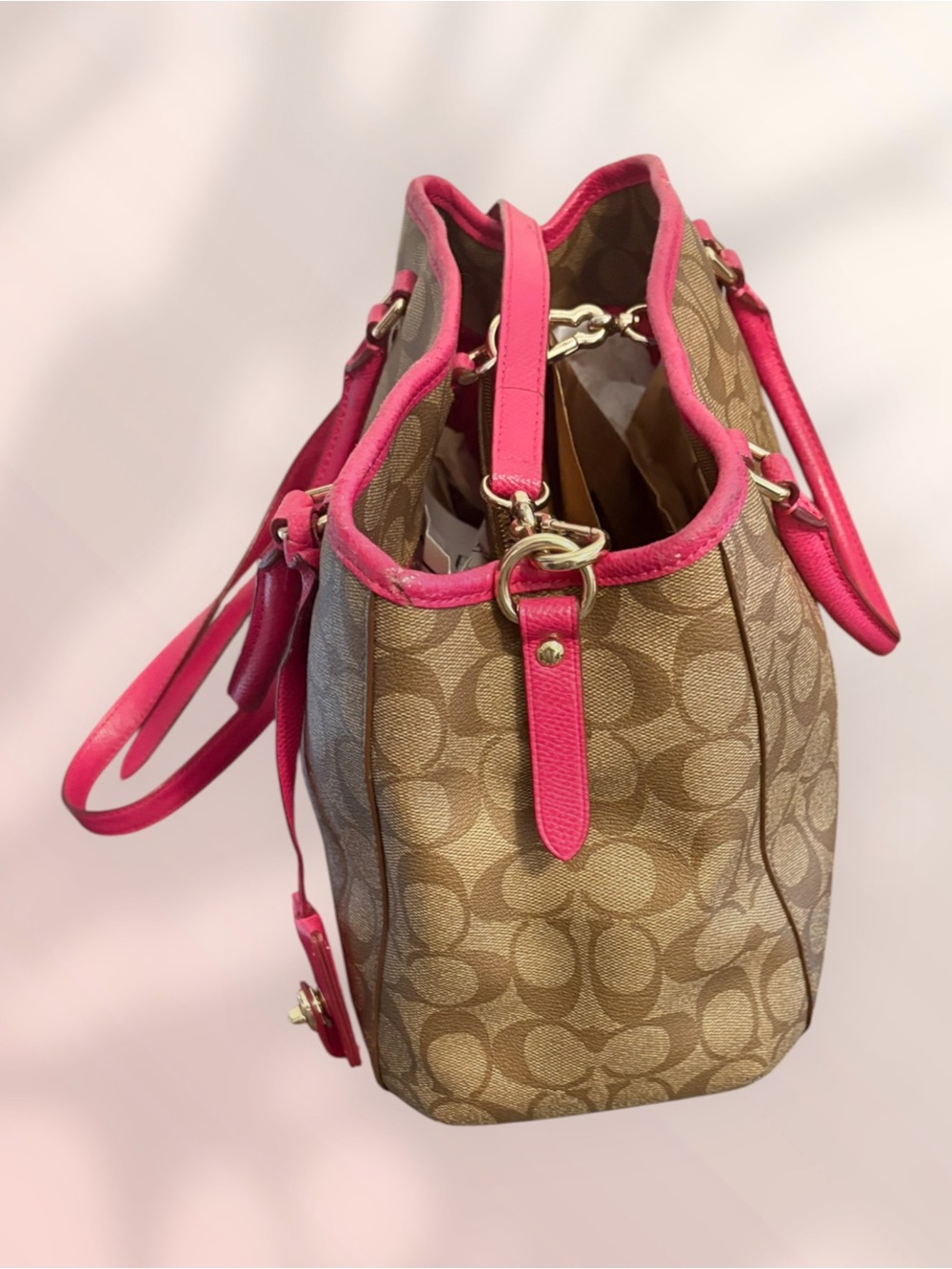 Coach Margot Carryall Satchel with Certificate of Authenticity Pink Trim - Picture 12 of 16